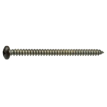 Midwest Fastener Sheet Metal Screw, #8 x 2-1/2 in, Painted 18-8 Stainless Steel Pan Head Phillips Drive, 12 PK 69526